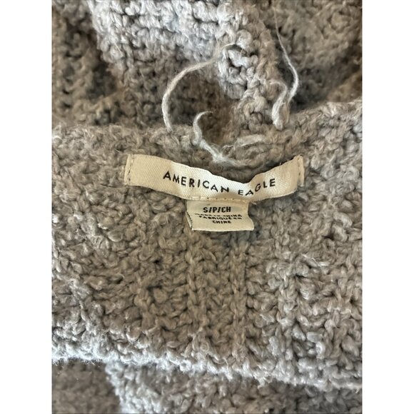 American Eagle Womens S Gray Sweater Deep V Distressed Long Sleeve Knit - Picture 4 of 6